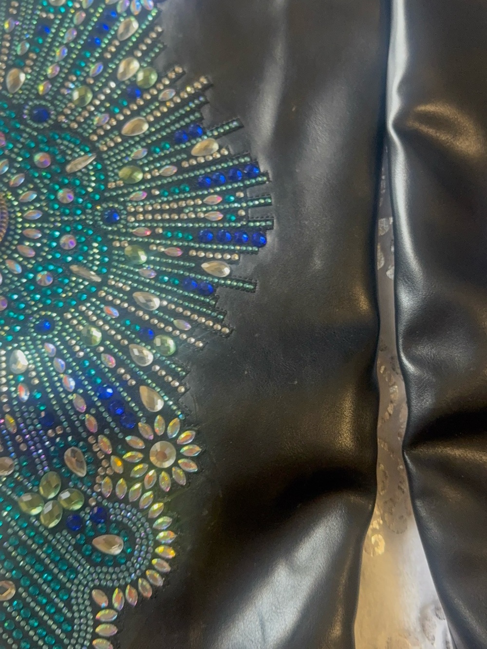 Azalea Wang Axelbeat Embellished Black Over-the-Knee Boot with Blue Accents 8.5 - Picture 8 of 12